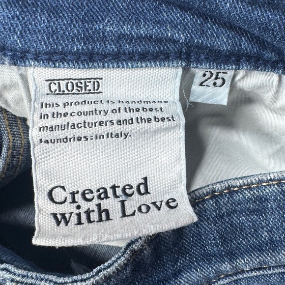 Closed Organic Cotton Blend Candiani Denim Straight Leg High Rise Blue Jeans 25 - Picture 14 of 16